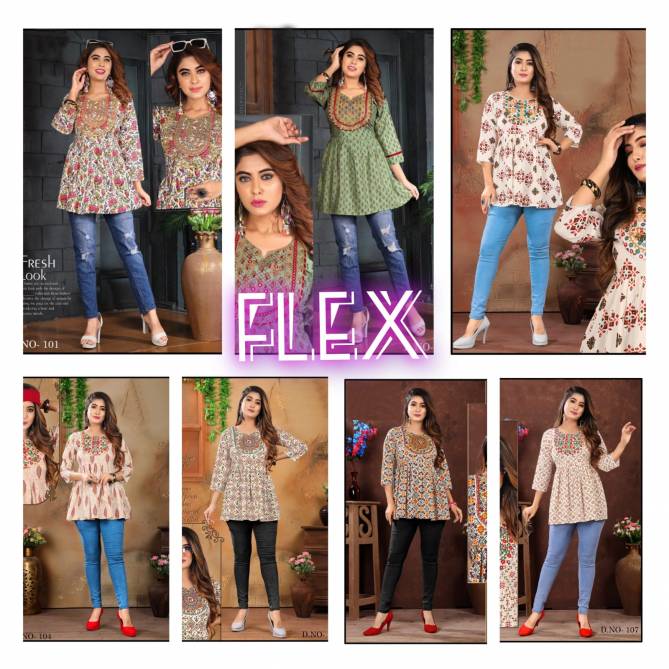 FF Flex Fancy Printed Tunic Style Wholesale Ladies Top